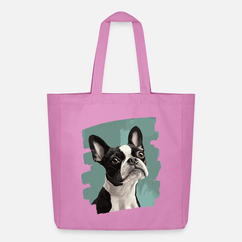 Boston Terrier - Midweight recycelter Stoffbeutel von Stanley/Stella - Pink