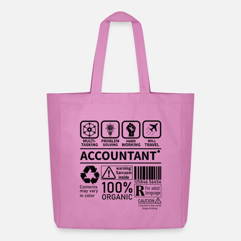 Accountant Multi Tasking Problem Solving Hard Work - Midweight Recycled Tote Bag by Stanley/Stella - pink