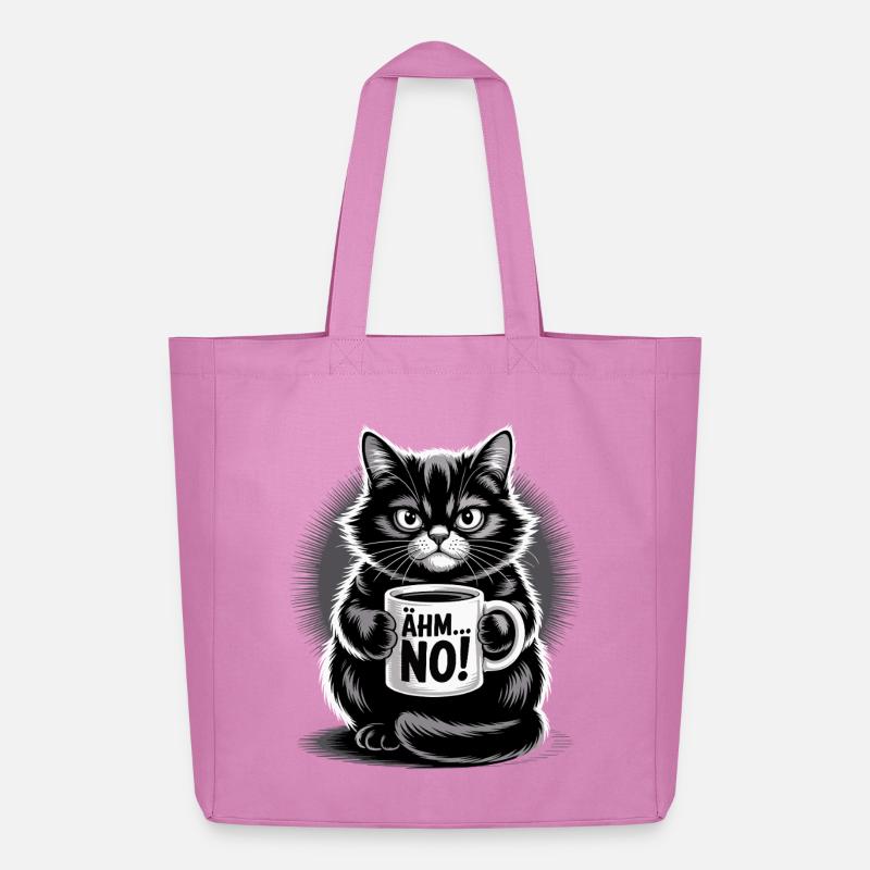 Ähm... No! Katze Mit Kaffee Humor - Midweight recycelter Stoffbeutel von Stanley/Stella - Pink