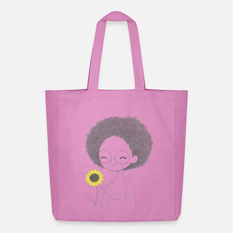 Fröhliches Mädchen mit Sonnenblume - Midweight recycelter Stoffbeutel von Stanley/Stella - Pink