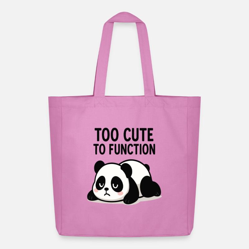 Panda Too Cute To Function - Midweight Recycled Tote Bag by Stanley/Stella - pink