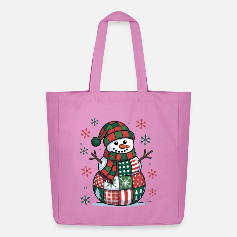 Schneemann Patchwork  - Midweight recycelter Stoffbeutel von Stanley/Stella - Pink