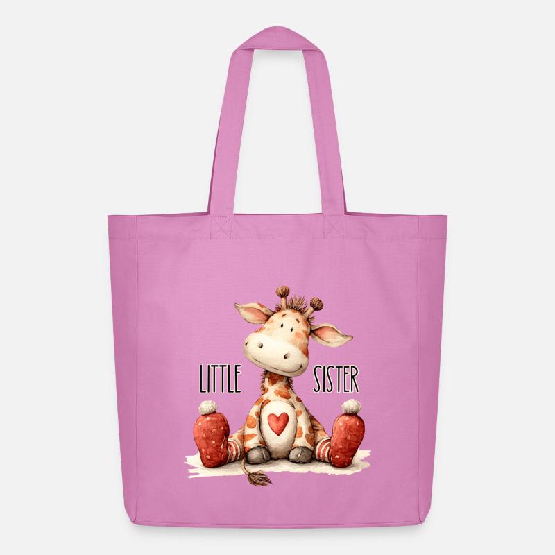 Kleine Schwester Giraffe - Midweight recycelter Stoffbeutel von Stanley/Stella - Pink