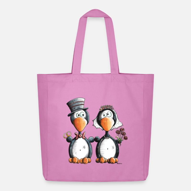 Pinguin Hochzeit - Midweight recycelter Stoffbeutel von Stanley/Stella - Pink