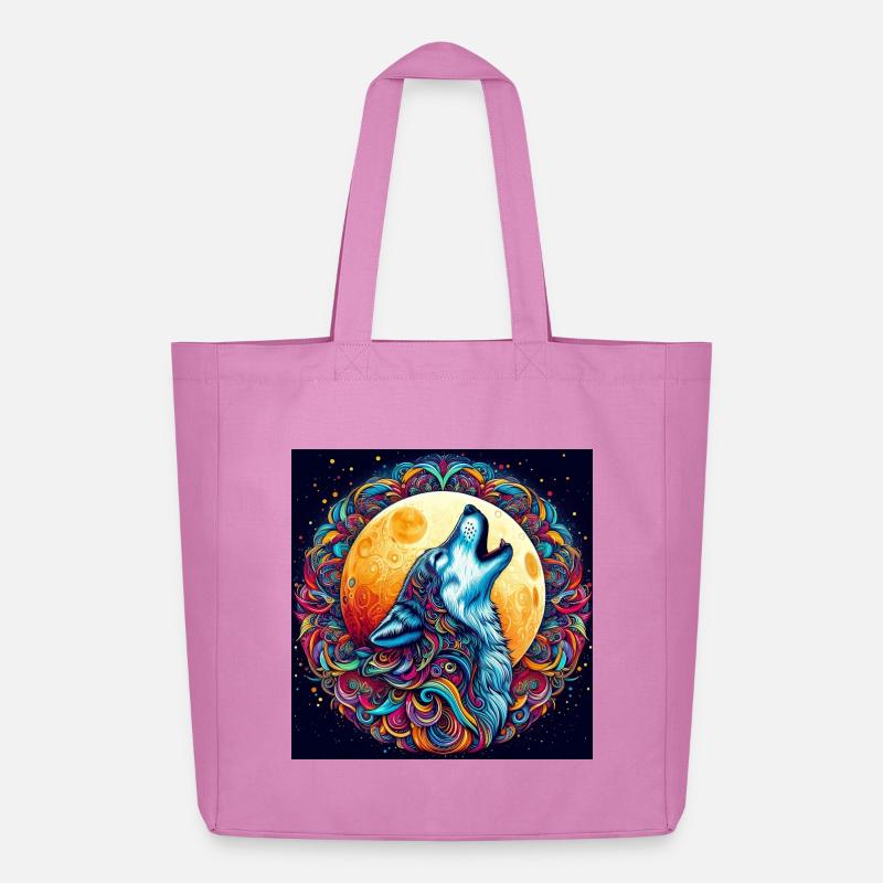 Wolf heult den Mond an - Midweight recycelter Stoffbeutel von Stanley/Stella - Pink