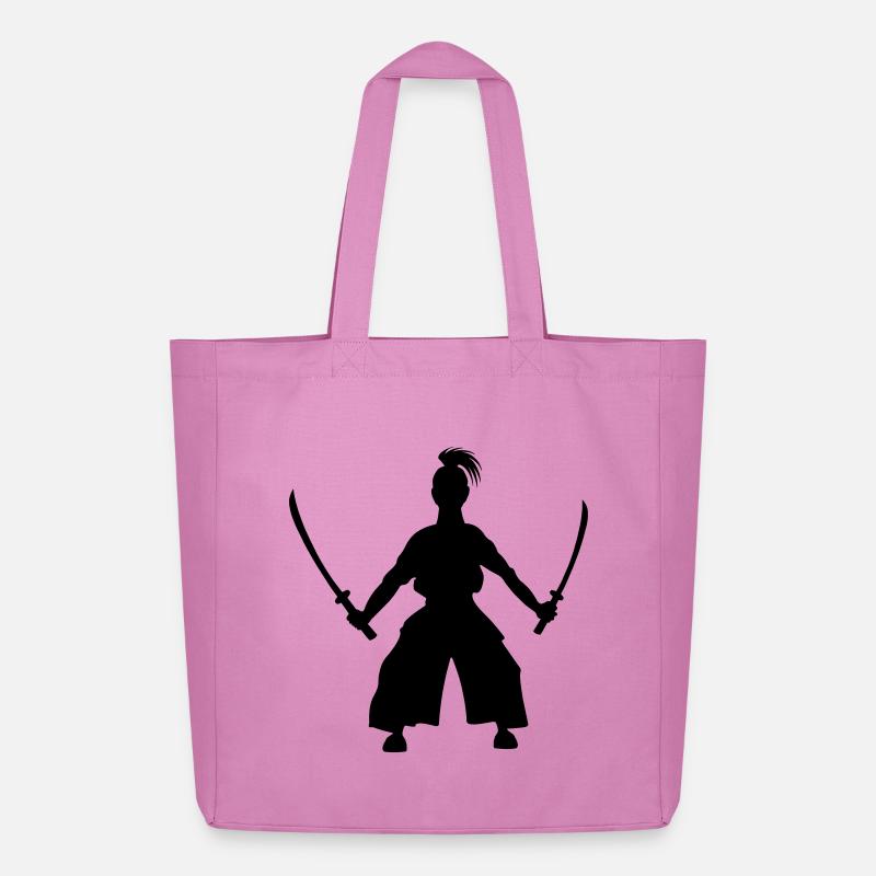 Samurai stehender japanischer Schwertkämpfer 2 Schwerter - Midweight recycelter Stoffbeutel von Stanley/Stella - Pink