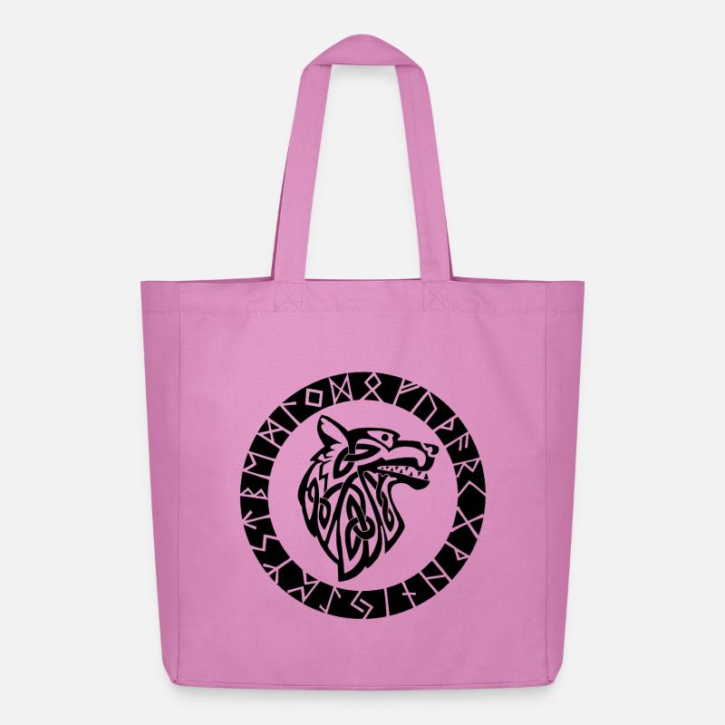 Wikinger-Emblem des schwarzen Wolfes - Midweight recycelter Stoffbeutel von Stanley/Stella - Pink