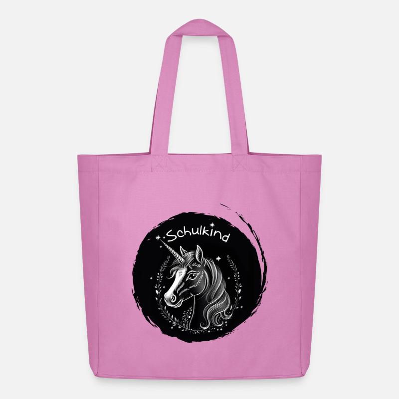 Schulkind - Einhorn mit Sternchen - Kreide Tafel - Midweight recycelter Stoffbeutel von Stanley/Stella - Pink
