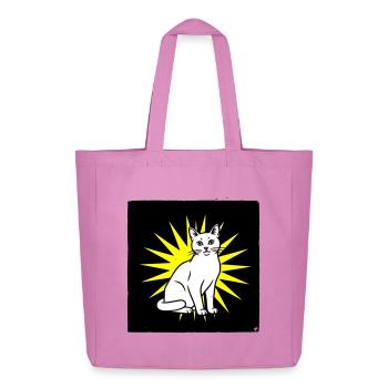 Cool cat in pop art & punk rock style - Midweight Recycled Tote Bag by Stanley/Stella - pink - Front