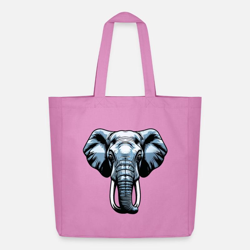 Blue Elephant Head Vector - Midweight Recycled Tote Bag by Stanley/Stella - pink