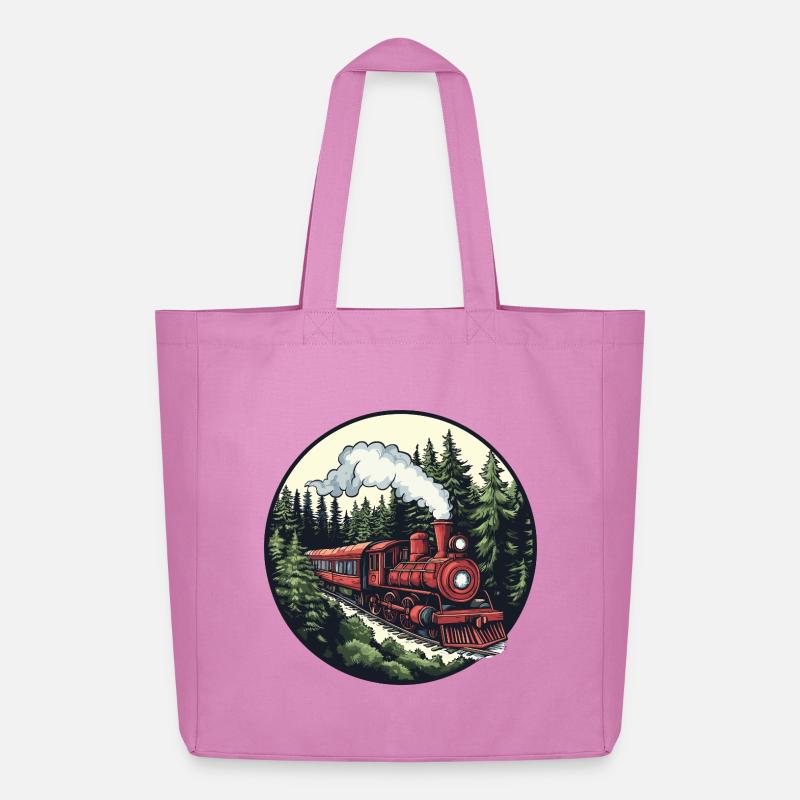 Dampflok im Wald - Midweight recycelter Stoffbeutel von Stanley/Stella - Pink