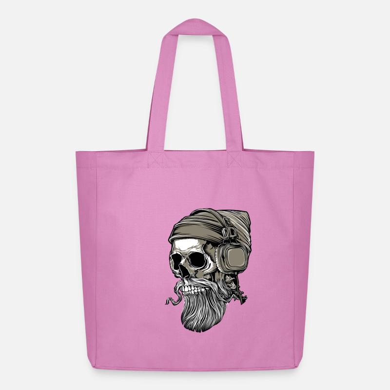 Bart Hipster Skull mit Kopfhörer - Midweight recycelter Stoffbeutel von Stanley/Stella - Pink
