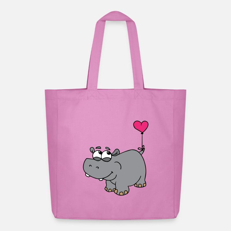 Nilpferd mit Herzballon - Midweight recycelter Stoffbeutel von Stanley/Stella - Pink