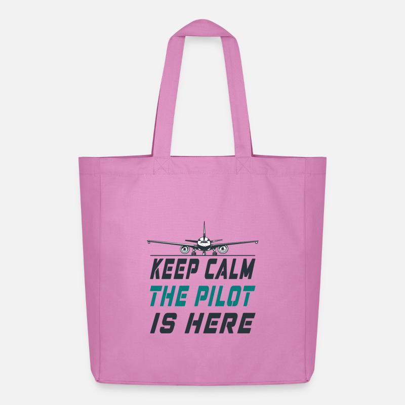 Keep Calm the Pilot is here Design / Flugzeug - Midweight recycelter Stoffbeutel von Stanley/Stella - Pink