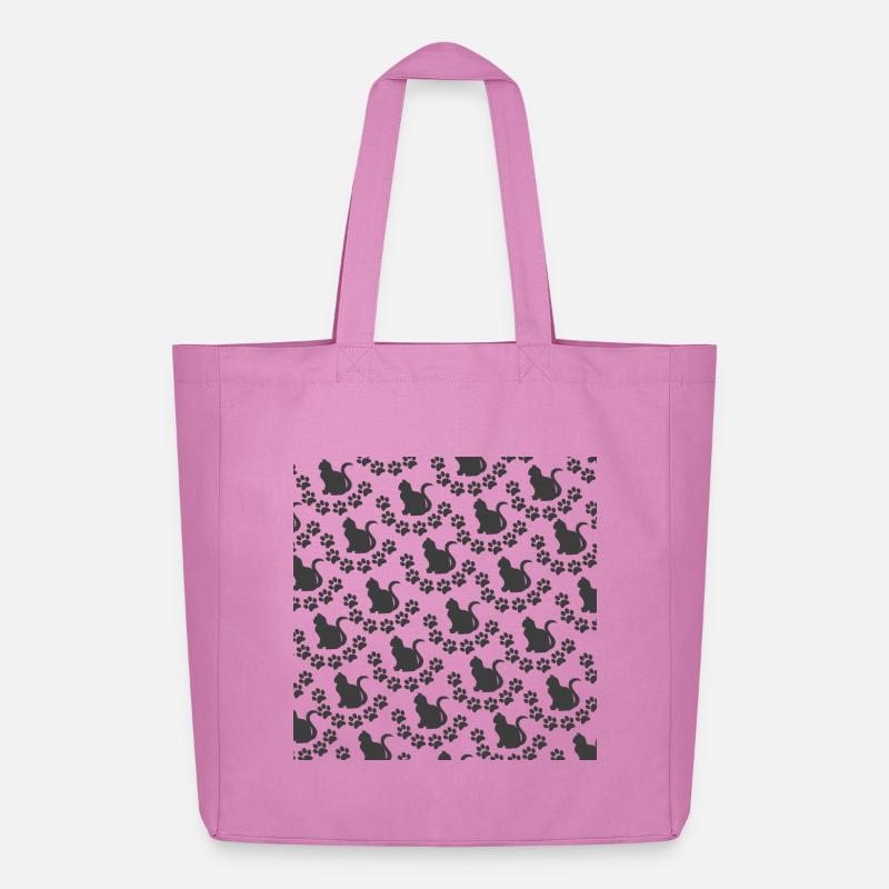 Katzen muster dunkel, sitzend, Tier tatzen - Midweight recycelter Stoffbeutel von Stanley/Stella - Pink