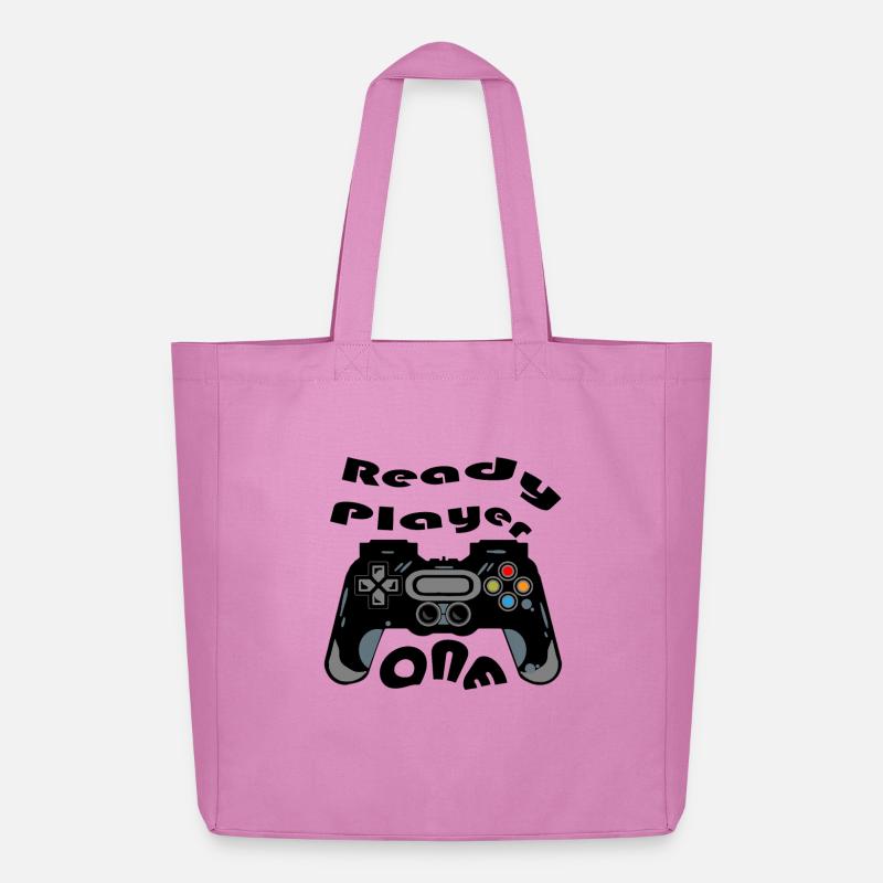 Retro Controller Silhouette - Midweight Recycled Tote Bag by Stanley/Stella - pink