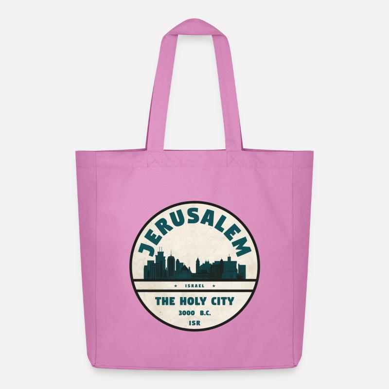 Jerusalem Skyline Retro Abzeichen - Midweight recycelter Stoffbeutel von Stanley/Stella - Pink