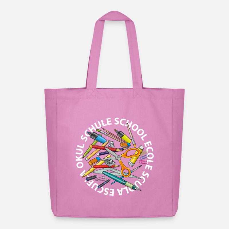 Schule in diversen Sprachen - Midweight recycelter Stoffbeutel von Stanley/Stella - Pink