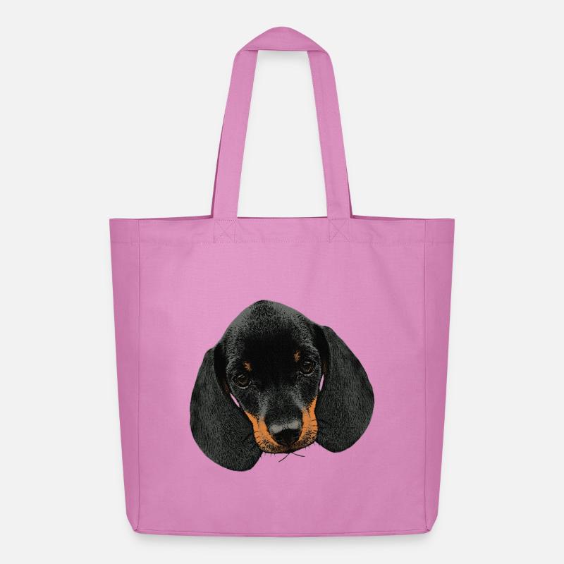 Hunde mädchen, Dackel welpe Kopf - Midweight recycelter Stoffbeutel von Stanley/Stella - Pink