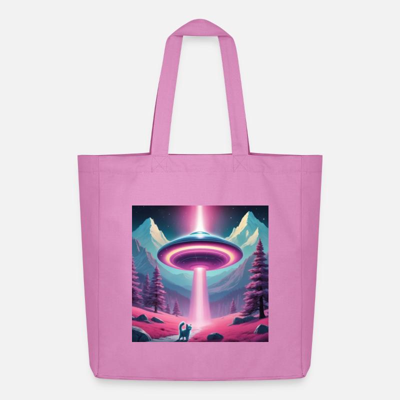 Ufo mit Kätzchen - Midweight recycelter Stoffbeutel von Stanley/Stella - Pink