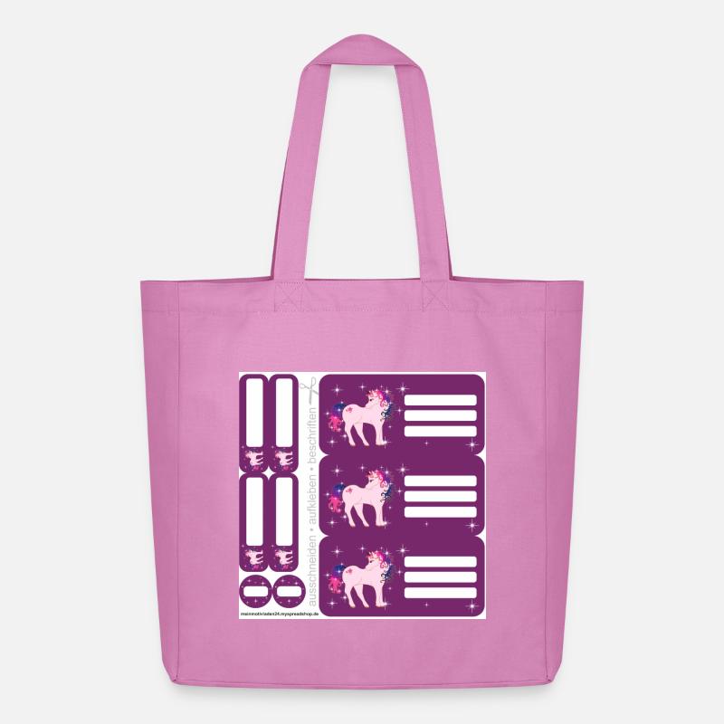 DIY Schulaufkleber Set - Fantasy Einhorn lila - 9 - Midweight recycelter Stoffbeutel von Stanley/Stella - Pink