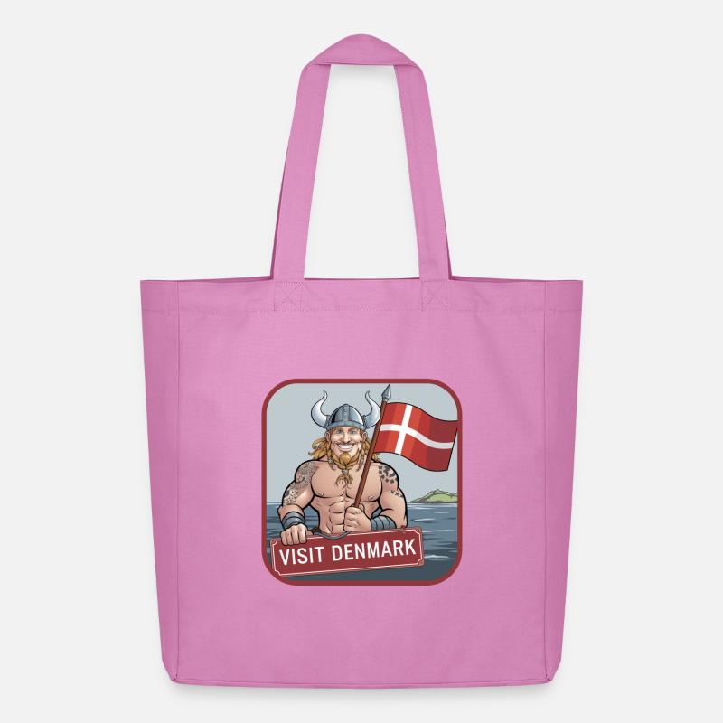 Visit Denmark Wikinger Dannebrog Dänemark Urlaub - Midweight recycelter Stoffbeutel von Stanley/Stella - Pink