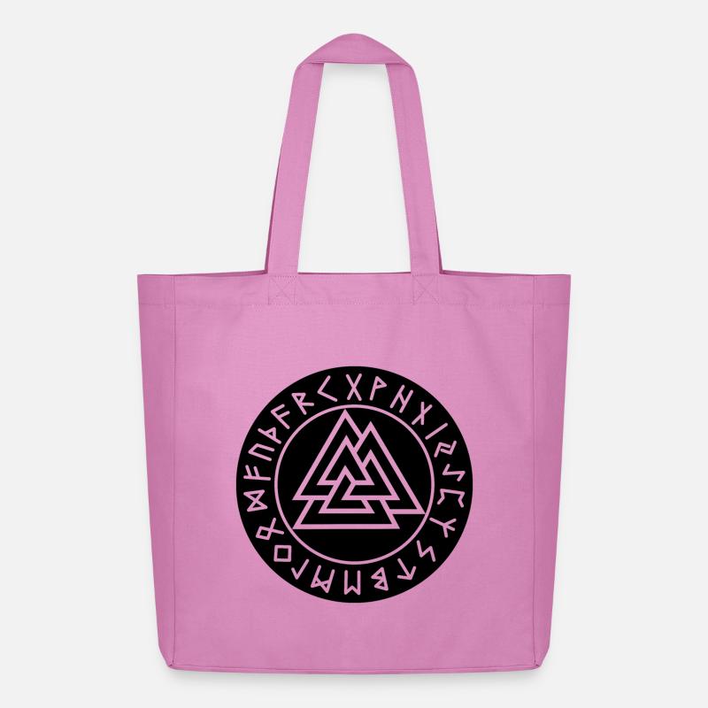 Valknut schwarzer Runenkreis - Midweight recycelter Stoffbeutel von Stanley/Stella - Pink