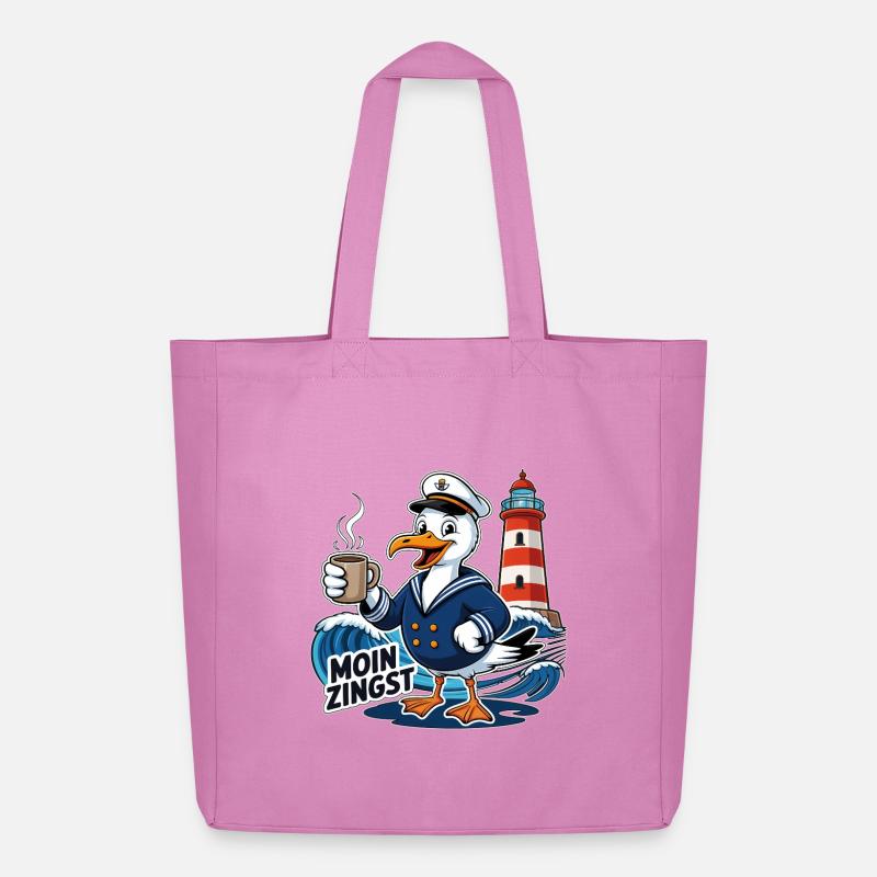 Moin Zingst – Maritime Möwe Küsten Humor - Midweight recycelter Stoffbeutel von Stanley/Stella - Pink