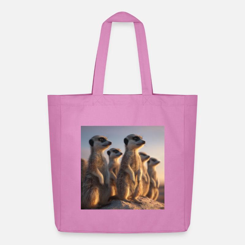 Wachsame Meerkatzen im Abendlicht Erdmännchen - Midweight recycelter Stoffbeutel von Stanley/Stella - Pink