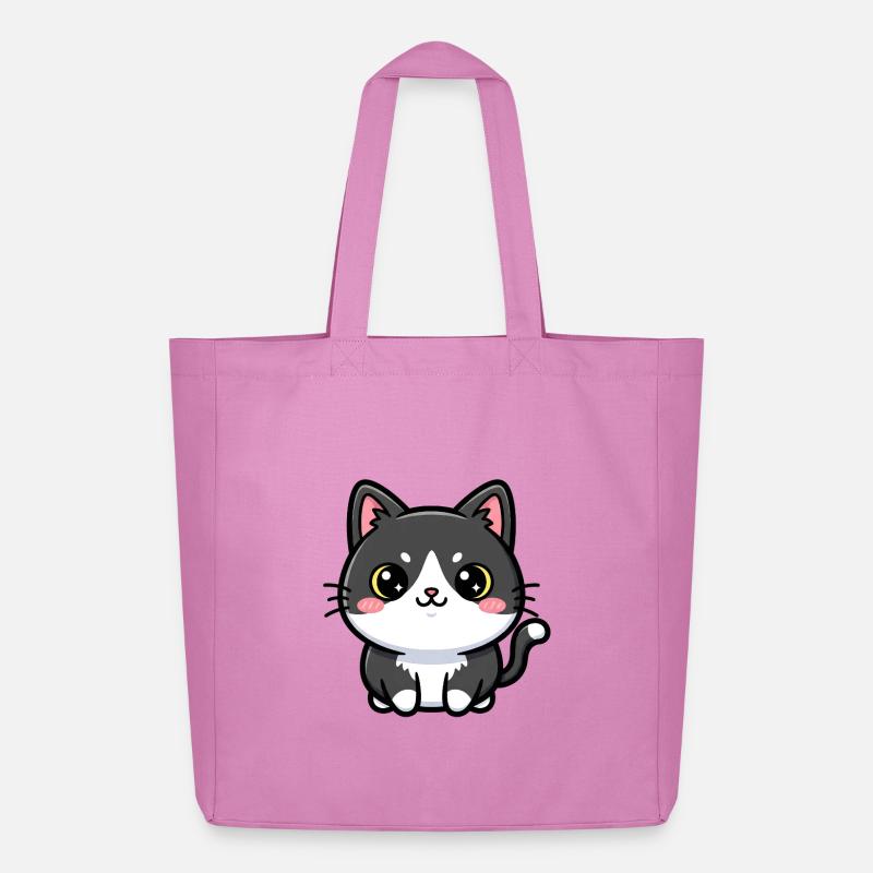 Chibi-Katzen-Anhänger - Midweight recycelter Stoffbeutel von Stanley/Stella - Pink