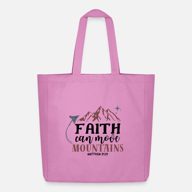 Glaube kann Berge versetzen – Rustikale Illustration - Midweight recycelter Stoffbeutel von Stanley/Stella - Pink