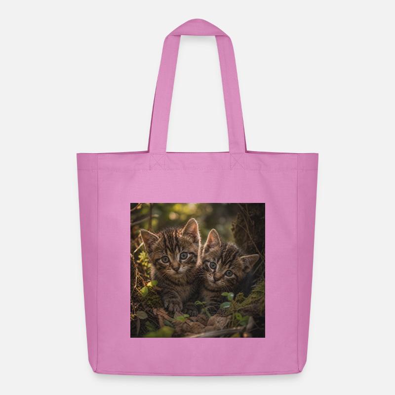 Kätzchen auf einer Lichtung im Wald - Midweight recycelter Stoffbeutel von Stanley/Stella - Pink