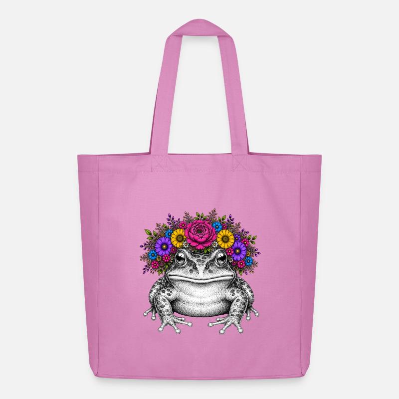 Frosch mit Blütenkrone - Midweight recycelter Stoffbeutel von Stanley/Stella - Pink