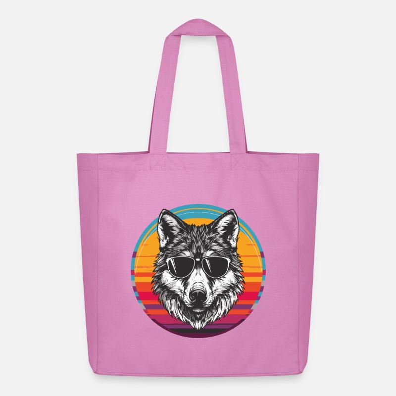 Cool Wolf mit Sonnenbrille im Retro-Design - Midweight recycelter Stoffbeutel von Stanley/Stella - Pink