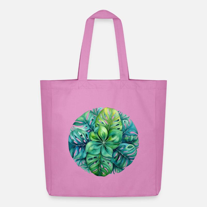 Monstera Mandala - Midweight recycelter Stoffbeutel von Stanley/Stella - Pink