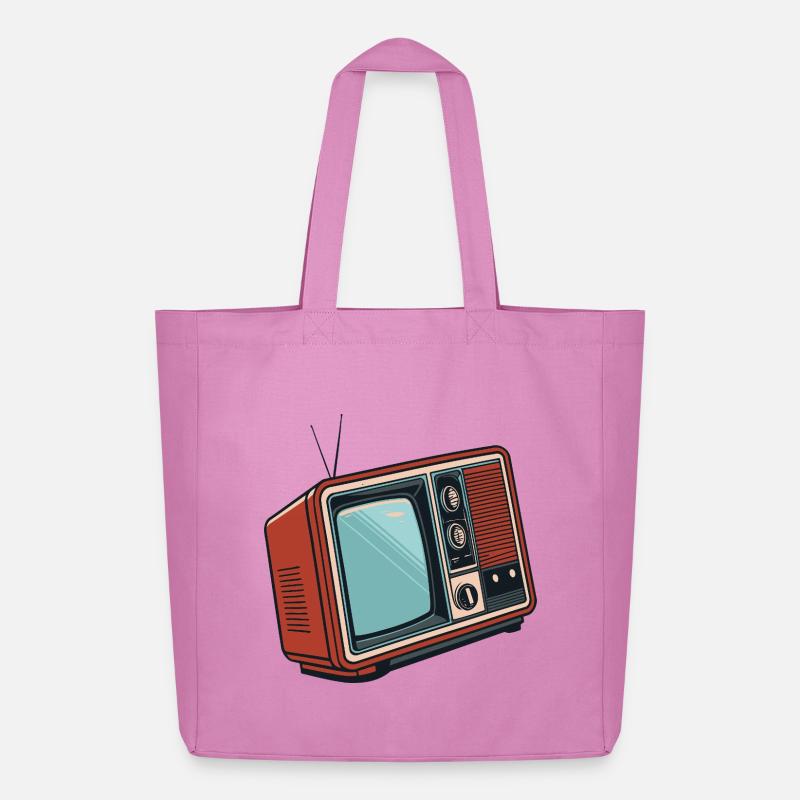 Retro Illustrierte Pop-Art-Fernsehen - Midweight recycelter Stoffbeutel von Stanley/Stella - Pink