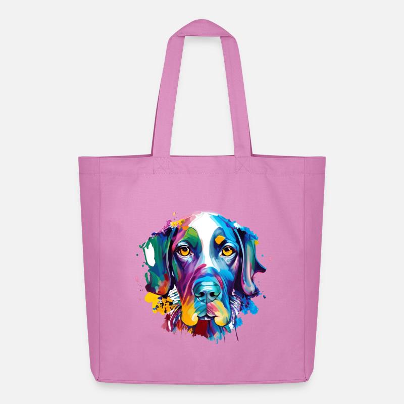 Deutscher Kurzhaar-Pointer GSP Farbenfrohe Hundekunst - Midweight recycelter Stoffbeutel von Stanley/Stella - Pink