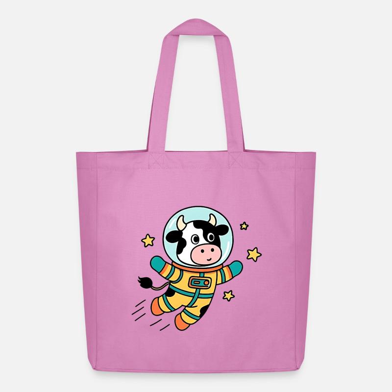 Vache Astronaute dans l'espace - Tote bag Stanley/Stella Midweight recyclé - rose
