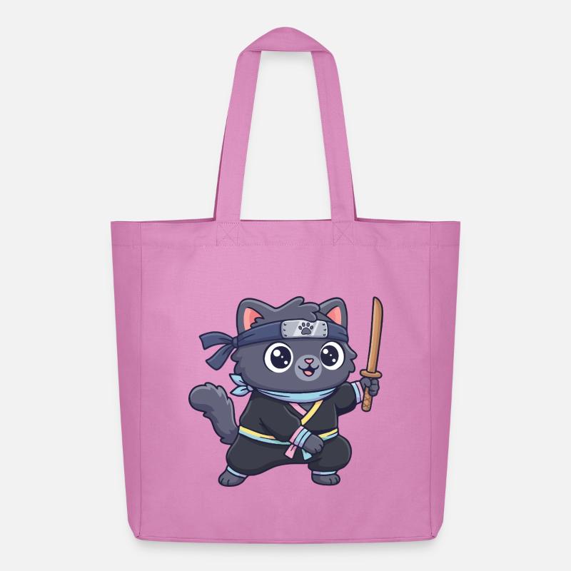 Ninja-Katze im Samurai-Outfit - Midweight recycelter Stoffbeutel von Stanley/Stella - Pink