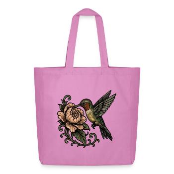 Kolibri mit Rose Vintage Tattoo - Midweight recycelter Stoffbeutel von Stanley/Stella - Pink - Vorne