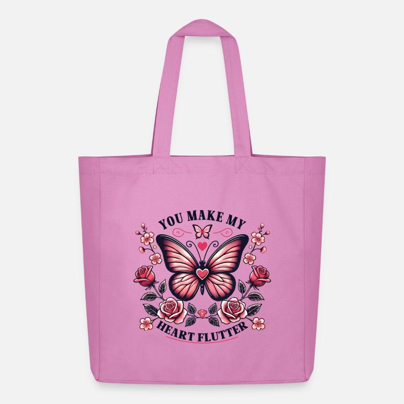 You make my heart flutter - Romantischer Schmetter - Midweight recycelter Stoffbeutel von Stanley/Stella - Pink