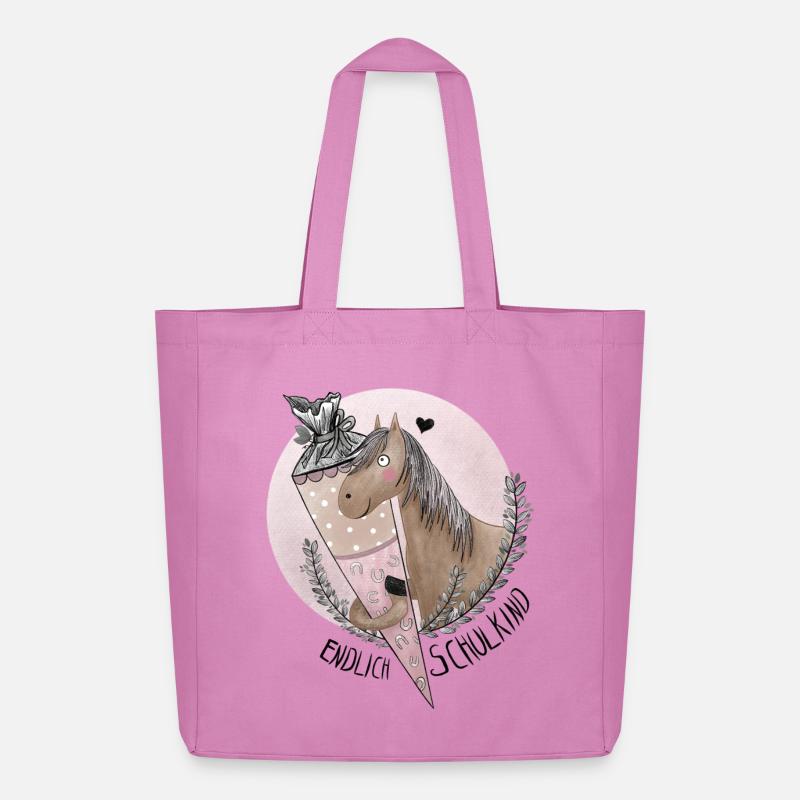 Endlich Schulkind Pferd mit Schultüte - Midweight recycelter Stoffbeutel von Stanley/Stella - Pink