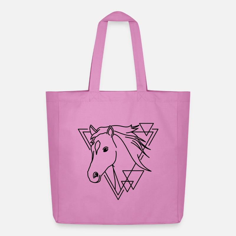Pferd in geometrischer Form - Line-Art-Design - Midweight recycelter Stoffbeutel von Stanley/Stella - Pink