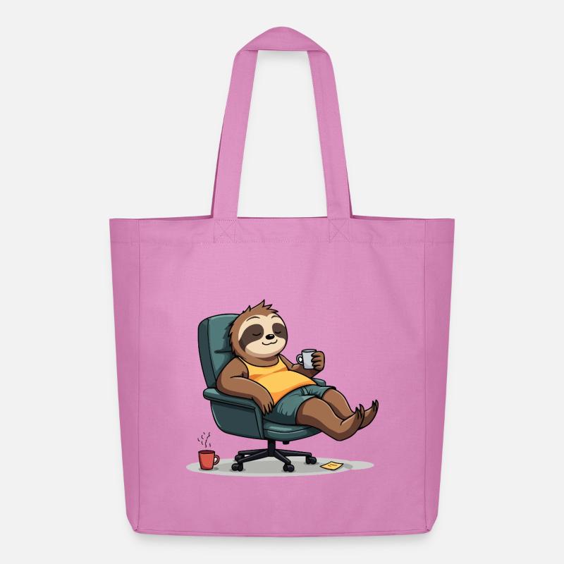 Büro? Erst mal Kaffee! – Sloth Style - Midweight recycelter Stoffbeutel von Stanley/Stella - Pink