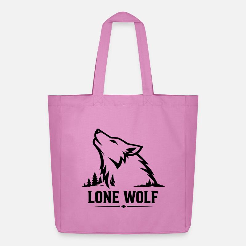 Lone Wolf Heulender Wolf Wolfskopf Design - Midweight recycelter Stoffbeutel von Stanley/Stella - Pink