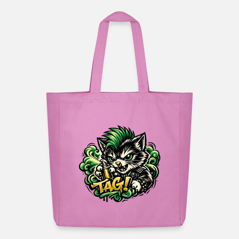Aggressives Katzen Graffiti - Midweight recycelter Stoffbeutel von Stanley/Stella - Pink