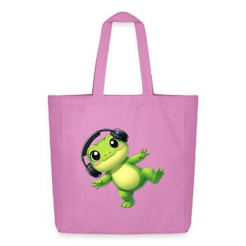 Süßer Frosch Kröte Unke mit Kopfhörern Tanzen Tech - Midweight recycelter Stoffbeutel von Stanley/Stella - Pink - Vorne