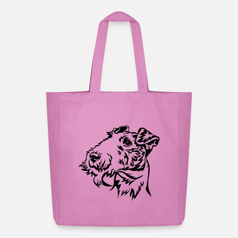 Fox terrier head - Midweight Recycled Tote Bag by Stanley/Stella - pink