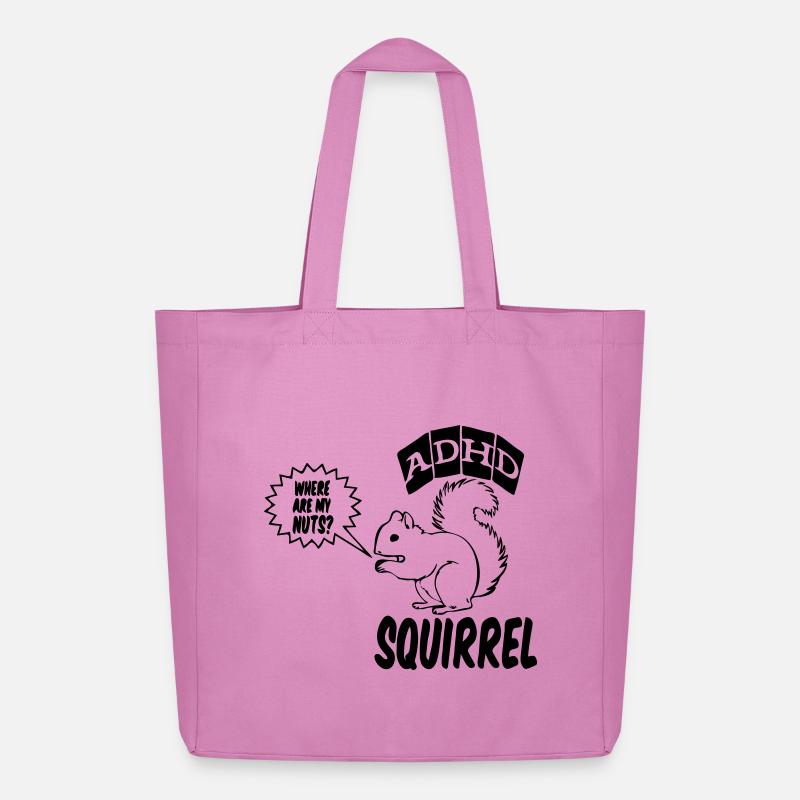 ADHD Squirrel ADHS Spruch Geschenk - Midweight recycelter Stoffbeutel von Stanley/Stella - Pink