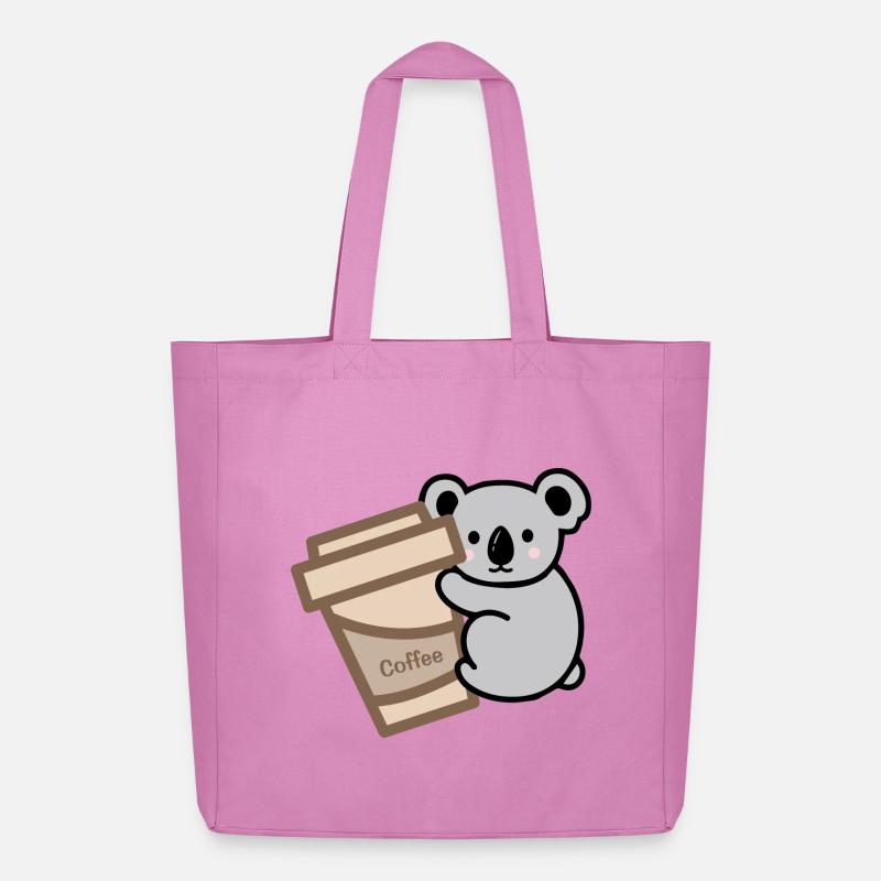 Koala Needs Coffee - Midweight Recycled Tote Bag by Stanley/Stella - pink